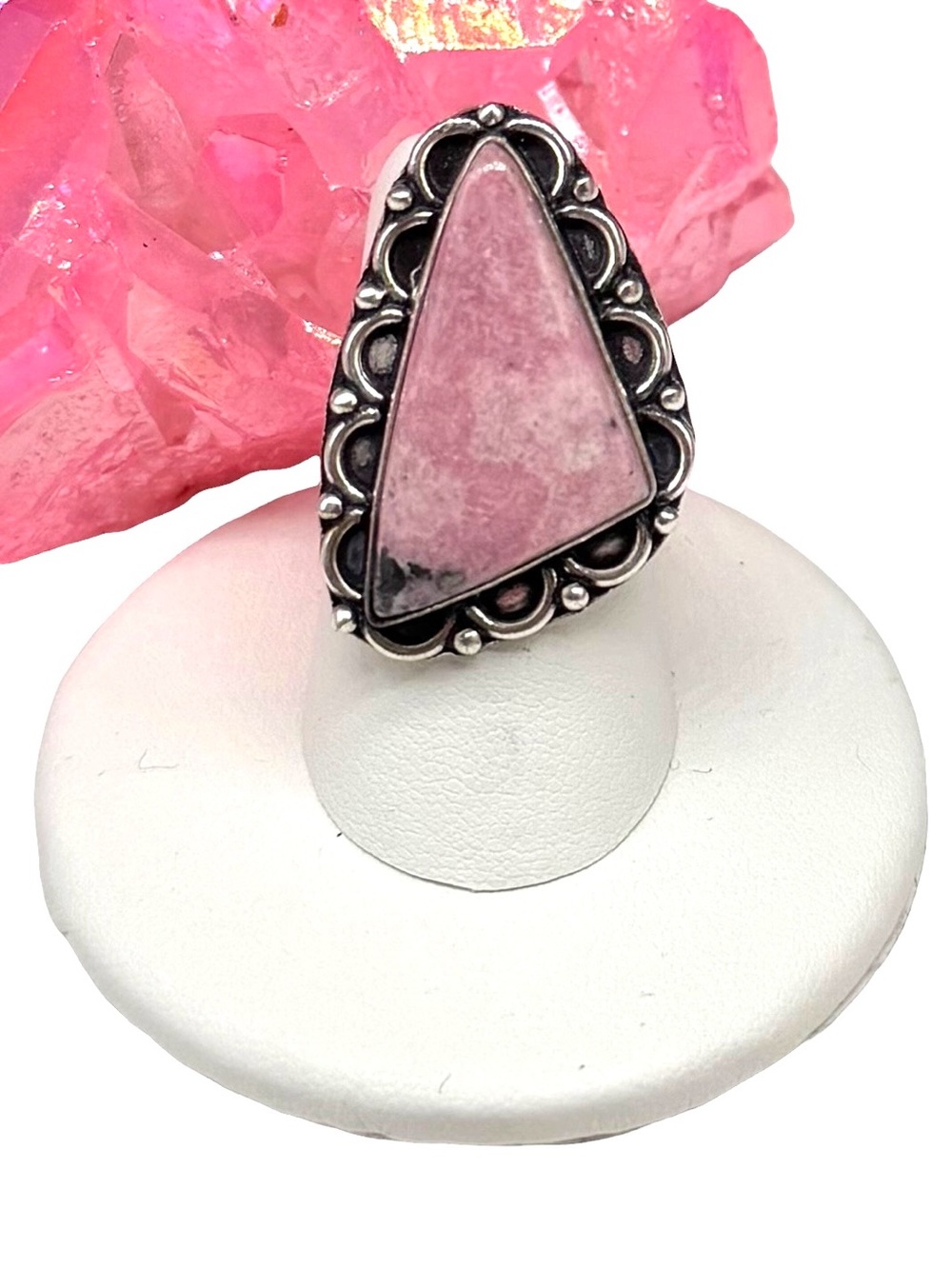Cobalt Calcite Ring Size 7.5 925 Sterling Silver Overlay